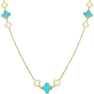 Italian Gold, Inc 14K Turquoise Clover Station Necklace