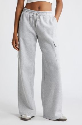 BP. Baggy Wide Leg Cargo Sweatpants in Grey Soft Heather at Nordstrom, Size Xx-Small