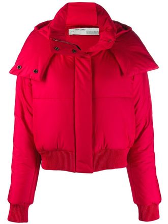 Off-white cropped padded coat - women - Polyester/Polyester - 40 - Red