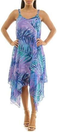 Nina Leonard Patterned Handkerchief Hem Dress in High Dive Multi at Nordstrom Rack, Size X-Large