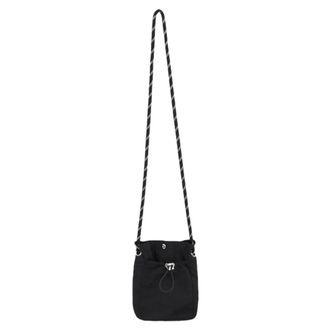 Generic Women Soft Cloth Drawstring Shoulder Bag Nylon Crossbody Bag Phone Bag (Black)
