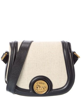 Chlo&eacute; Horse Medal Canvas & Leather Shoulder Bag