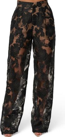 JLUXLABEL Floral Organza Pants in Black at Nordstrom, Size Medium