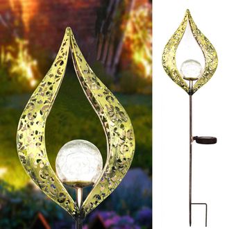OEM L&aacute;mpara Solar Retro Con Efecto De Llama Led Hecha De Hierro, L&aacute;mpara Solar Impermeable Para Jard&iacute;n Con Efecto De Llama, L&aacute;mpara Exterior Con Esqueleto