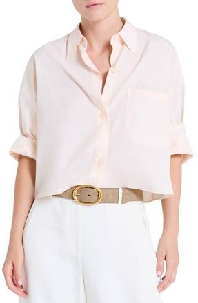 TWP Next Ex Crop Cotton Button-Up Shirt in Creme De Peche at Nordstrom, Size X-Small