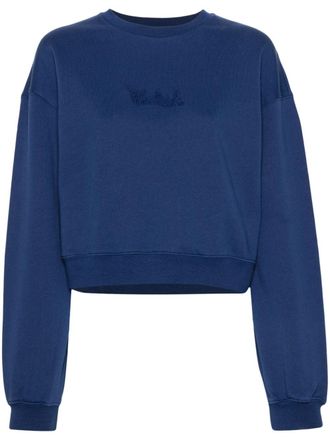 Woolrich logo-embroidered cotton sweatshirt - women - Cotton - L - Blue