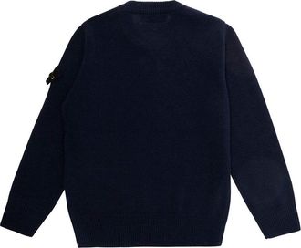 Stone Island Boys Crewneck Wool Sweater Blue Tops Top