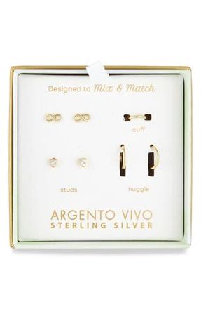 Argento Vivo Pack of Four Heart Assorted Stud, Cuff & Hoop Earrings in Gold at Nordstrom Rack