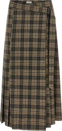 Brunello Cucinelli Brown Virgin Wool Mini Womens Skirt
