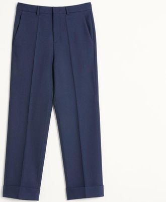 Valentino Pantalone In Gabardina Di Lana Con Risvolto Uomo BLU 44