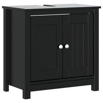 Berkfield Home Beautiful 2 Piece Bathroom Furniture Set BERG Black Solid Wood Pine