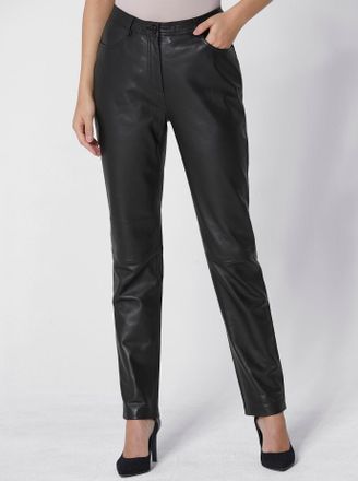 Cr&eacute;ation L Lederhose CREATION L PREMIUM, Damen, Gr. 18, Kurzgr&ouml;ssen, schwarz, 100% Lammnappaleder, unifarben, lang, Hosen Lederhose