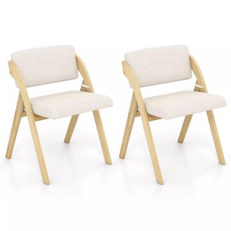 Costway Costway Set of 2 Dining Chairs Folding Kitchen Chair Modern Side Chair in White