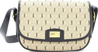 Saint Laurent Flap Satchel Monogram All Over Canvas and Leather Medium shoulder bag - Zwart