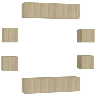 vidaXL Juego De Muebles De Sal&oacute;n 8 Piezas Roble Sonoma Vidaxl