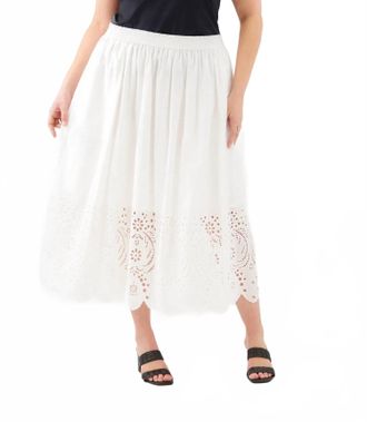 Karen Kane Cutout Embroidery Midi Skirt - Plus In Off White
