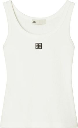 Tory Burch Cotton Scoop Tank - Dames - Tops zonder mouwen - Wit - L - Tops