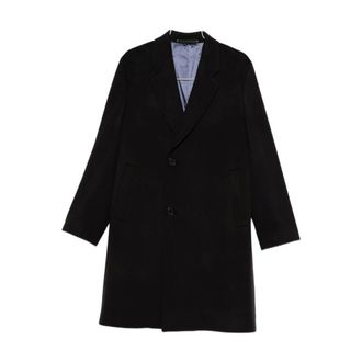 Paul Smith Single-Breasted Coats, male, Black, Size: XL Luxurious Cashmere Coat Aw25