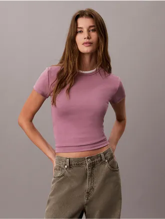 Calvin Klein Jeans Calvin Klein Womens Refined Baby Tee - Purple - XL