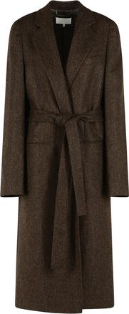Maison Margiela Herringbone Brown Wool Coat
