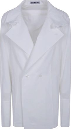 Issey Miyake Monsieur Shirt - Dames - Overhemden - Wit - L - Katoen - Overhemden