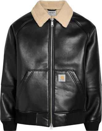 Carhartt Work in Progress Shepton Faux Leather and Shearling Jacket - Black - XL