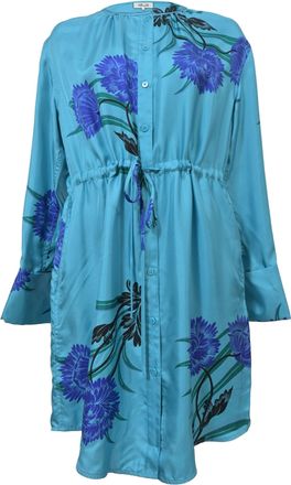 Diane Von Fürstenberg Diane Von Furstenberg Farren Print Shirt Dress in Blue Silk