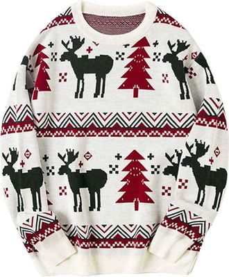 Generic European Style Mens Casual Pullover Sweater Coat for Autumn Winter Warm Soft Knitted Outerwear Comfortable Daily Wear Christmas T Shirt Plaid Shirts M