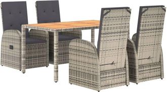 vidaXL 5 Piece Garden Dining Set Grey Poly Rattan&Solid Wood Acacia vidaXL
