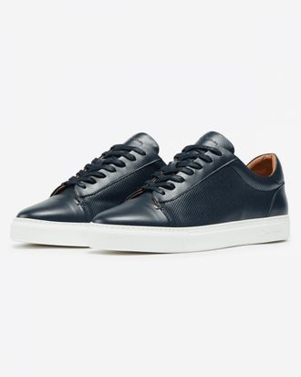 Oliver Sweeney Almada Mens Perforated Leather Trainers - Navy - Size UK 8