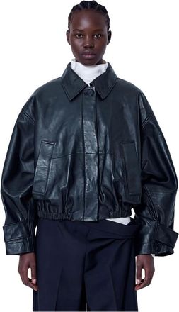 R&oacute;he Chaqueta Bomber de Cuero - Jackets - Mujer - Negro - S
