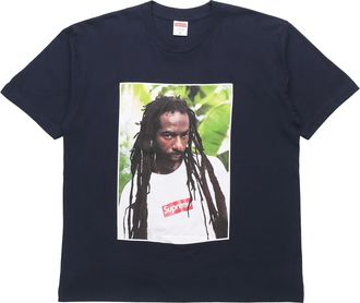 SUPREME SS19 Buju Banton Tee Reggae Character Printing Short Sleeve Unisex Navy Blue SUP-SS19-10475
