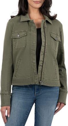 Kut from the Kloth Amanda Boxy Twill Jacket in Tree at Nordstrom Rack, Size Large