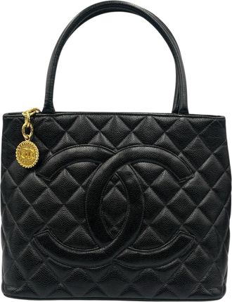 Chanel Black Grained Calfskin Tote Bag (Pre-Owned)