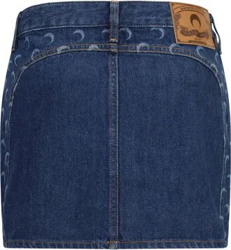 Marine Serre Womens Zipped Mini Skirt Midnight Blue Cotton