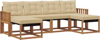 vidaXL Conjunto De Sof&aacute;s De Exterior 6 Uds. Natural Y Beige Vidaxl