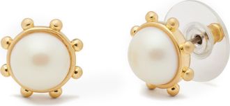 Kate Spade New York imitation pearl bezel stud earrings in Cream. at Nordstrom Rack