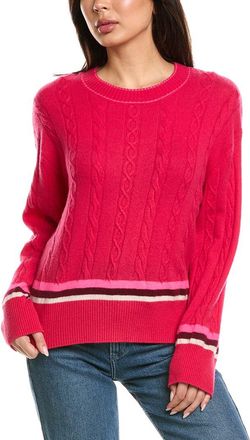 Brodie Varsity Cable Crewneck Cashmere Sweater