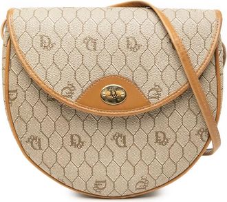 Dior Borsa a tracolla in tela cerata con motivo a nido dape e catena XX secolo - Marrone