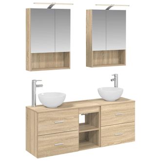vidaXL Juego De Muebles De Ba&ntilde;o 5 Pcs Roble Sonoma 50 X 14,5 X 70 Cm Vidaxl