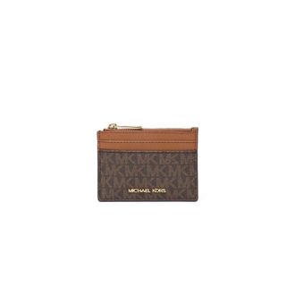 Michael Kors Jet Set Travel Small Top-Zip Card Case With Id - Dames - Accessoires - Bruin - Maat: ONE Size Vinyl