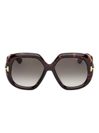 Tom Ford Eyewear Zonnebril met geometrisch montuur - Bruin