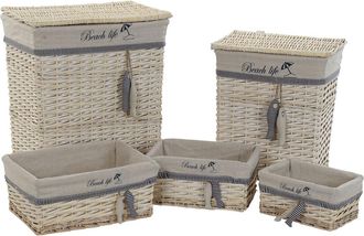 DKD Home Decor Juego De Cestas - Dkd Home Decor - Multicolor - Poli&eacute;ster - 35 X 47 X 56 Cm - Montaje F&aacute;cil