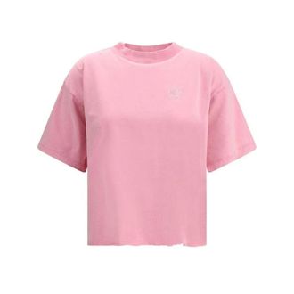 Balenciaga T-Shirts, female, Pink, M, Glitter Monogram Cropped Tee