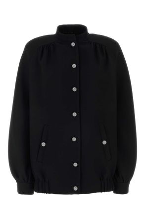 Alessandra Rich Black Wool Bomber Jacket