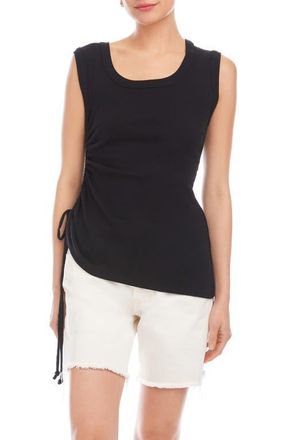 Fifteen Twenty Tia Side Shirred Rib Tank in Black at Nordstrom, Size X-Small