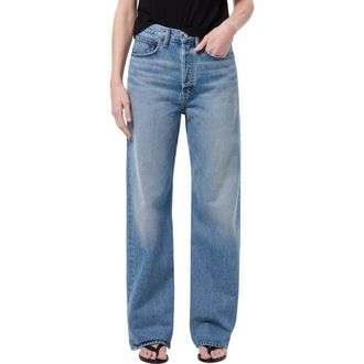 A Gold E Loose Wide Leg Jeans in Outbreak Md Worn Ind Cut Roll at Nordstrom, Size 27