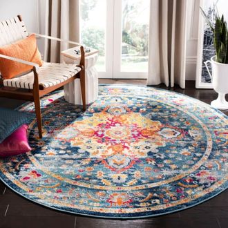 Safavieh Alfombra contempor&aacute;neo de polipropileno azul/rosa, 155 cm