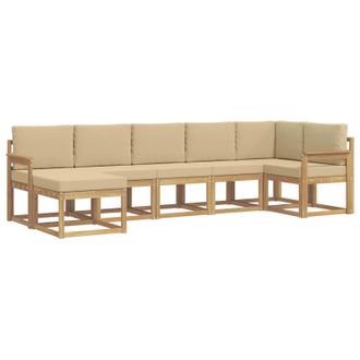 vidaXL Conjunto De Sof&aacute;s De Exterior Con Coj&iacute;n 7 Pcs Y Beige Poli&eacute;ster Vidaxl