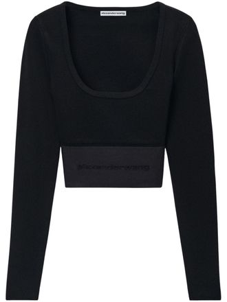 Alexander Wang scoop-neck top - women - Elastane/Viscose/Polyamide - L - Black